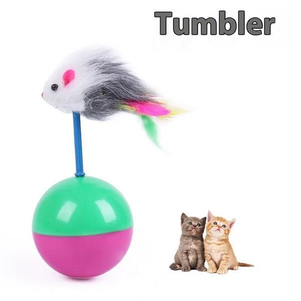 Tumbler Cat Toy with Feather Mouse